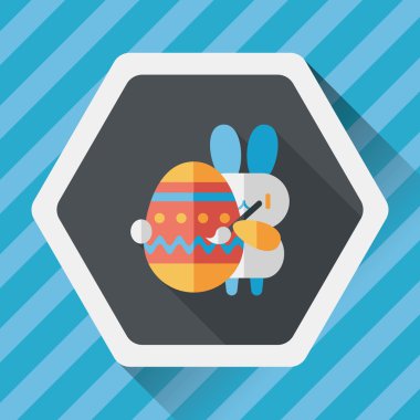 Paskalya tavşanı düz simgesi ile uzun gölge, eps10