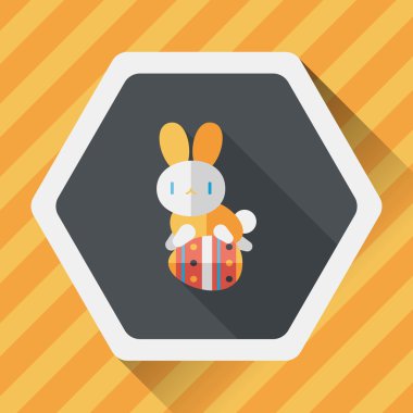 Paskalya tavşanı düz simgesi ile uzun gölge, eps10