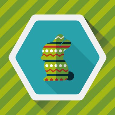 Paskalya tavşanı düz simgesi ile uzun gölge, eps10