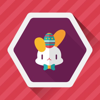 Paskalya tavşanı düz simgesi ile uzun gölge, eps10