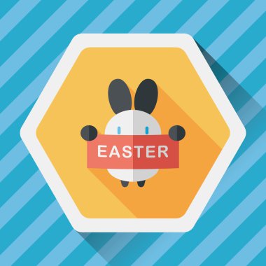 Paskalya tavşanı düz simgesi ile uzun gölge, eps10