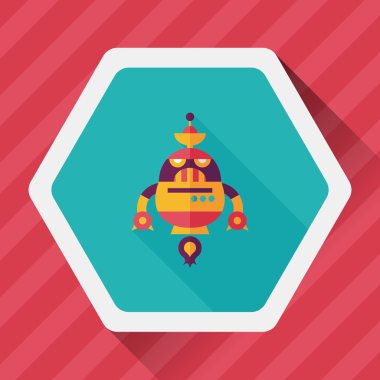 Robot kavramı uzun gölge, eps10 düz simgesiyle