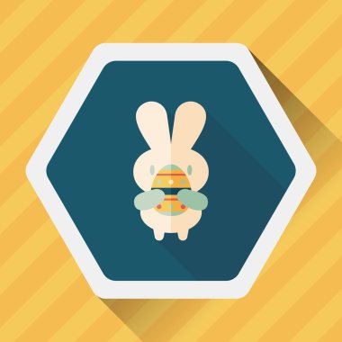 Paskalya tavşanı düz simgesi ile uzun gölge, eps10