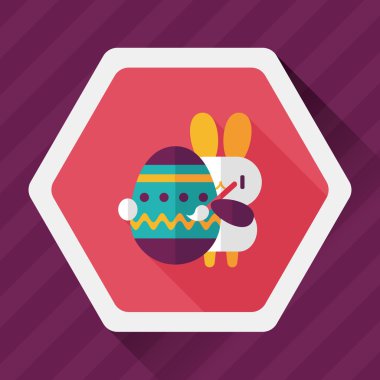 Paskalya tavşanı düz simgesi ile uzun gölge, eps10