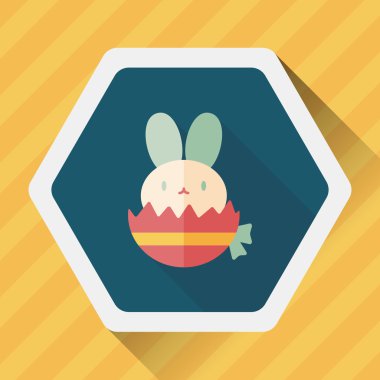 Paskalya tavşanı düz simgesi ile uzun gölge, eps10