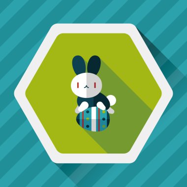 Paskalya tavşanı düz simgesi ile uzun gölge, eps10