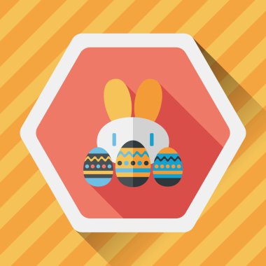Paskalya tavşanı düz simgesi ile uzun gölge, eps10