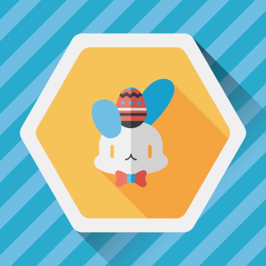 Paskalya tavşanı düz simgesi ile uzun gölge, eps10