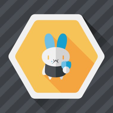 Paskalya tavşanı düz simgesi ile uzun gölge, eps10