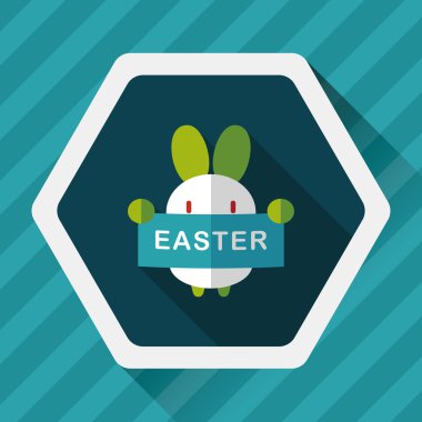 Paskalya tavşanı düz simgesi ile uzun gölge, eps10