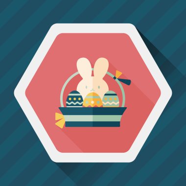 Paskalya tavşanı düz simgesi ile uzun gölge, eps10