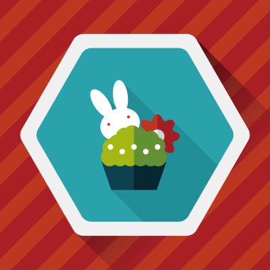 Paskalya tavşanı düz simgesi ile uzun gölge, eps10