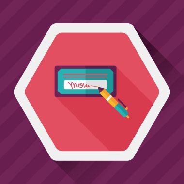 Fatura onay düz simgesi ile uzun gölge, eps10