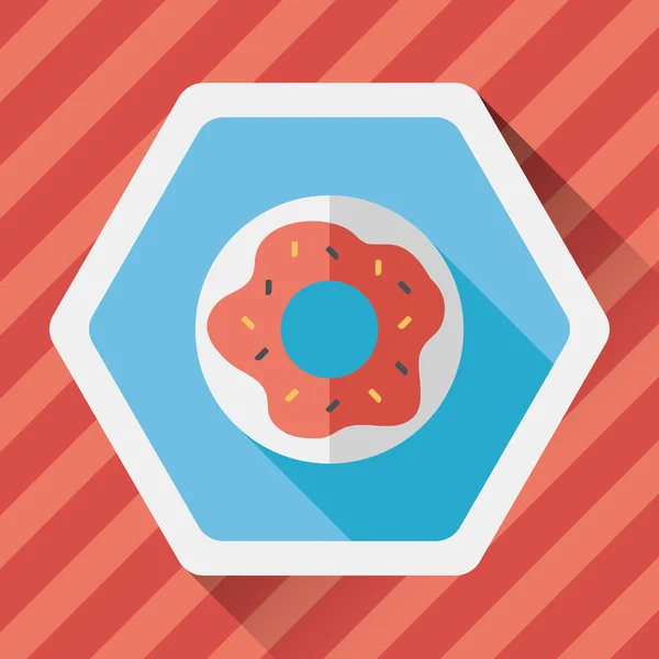 Donut icono plano con sombra larga, eps10 — Vector de stock