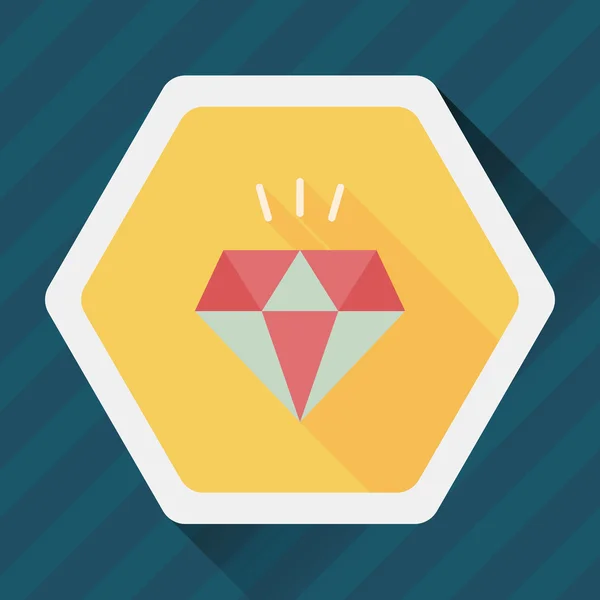 Diamond flat icon with long shadow, eps10 — стоковый вектор