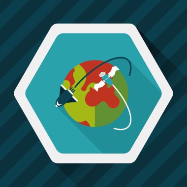 Uzay earth düz simgesini uzun gölge, eps10 ile