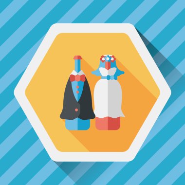 Düğün Çift düz simgesi ile uzun gölge, eps10