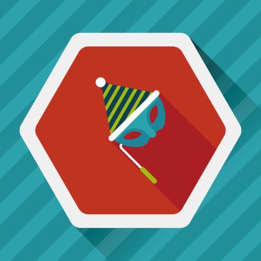 doğum günü parti maskesi düz simgesiyle uzun gölge, eps10