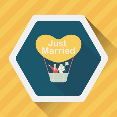 Düğün Çift düz simgesi ile uzun gölge, eps10