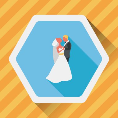 Düğün Çift düz simgesi ile uzun gölge, eps10