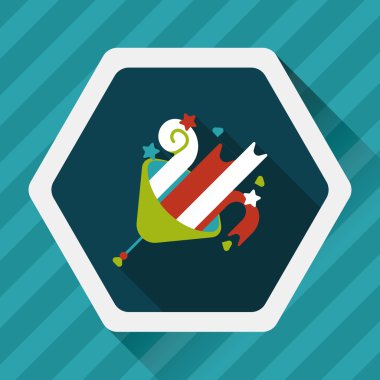 doğum günü partisi boynuz düz simgesiyle uzun gölge, eps10