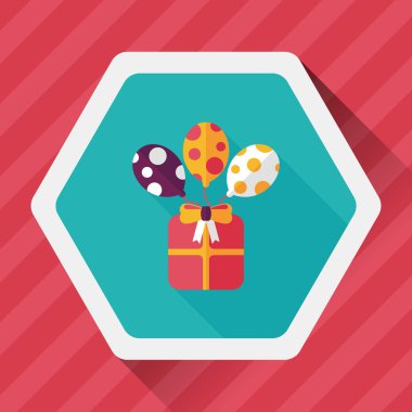 doğum günü düz simgesi uzun gölge, eps10 sunar.