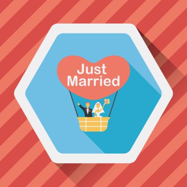 Düğün Çift düz simgesi ile uzun gölge, eps10