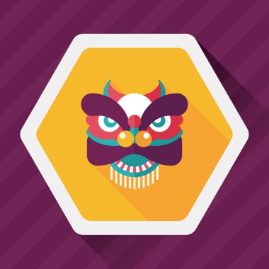 Çin yeni yılı düz simgesi ile uzun gölge, eps10, dragon ve