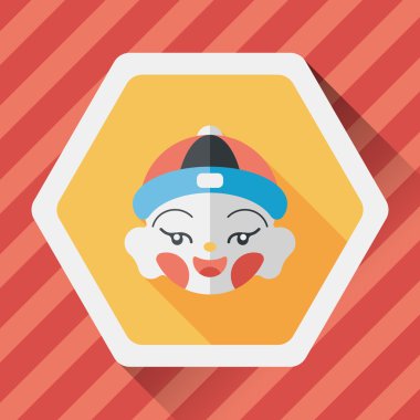 Çin yeni yılı çocuk düz simgesi ile uzun gölge, eps10