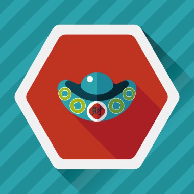 Çin yeni yılı düz simgesi ile uzun gölge, eps10, Altın külçe wi