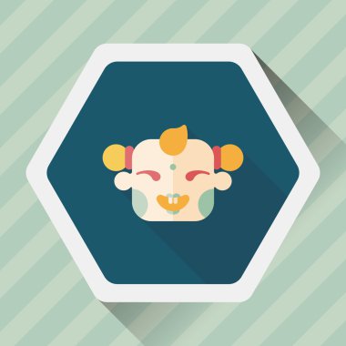 Çin yeni yılı uzun gölge, eps10, Maitreya bez bebek ile düz simgesi