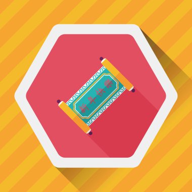 Çin yeni yılı düz simgesi ile uzun gölge, eps10, çene kelime