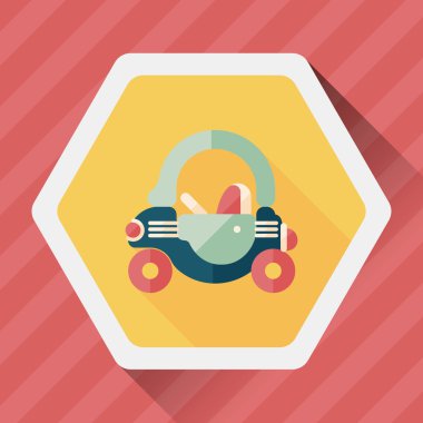 oyuncak araba walker uzun gölge ile düz simgesi