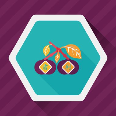 Uzun Gölge, ES'ler ile Çin yeni yılı mandarin portakal düz simgesi