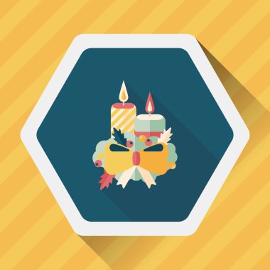 uzun shadow.eps10 ile yılbaşı mum düz simgesi