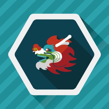 Çin yeni yılı düz simgesi ile uzun gölge, eps10, dragon ve