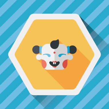 Çin yeni yılı uzun gölge, eps10, Maitreya bez bebek ile düz simgesi