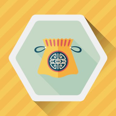 Çin yeni yılı uzun gölge, eps10, Çince şanslı düz simgesi