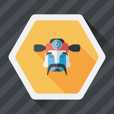 Çin yeni yılı düz simgesi ile uzun gölge, eps10, zenginlik tanrısı