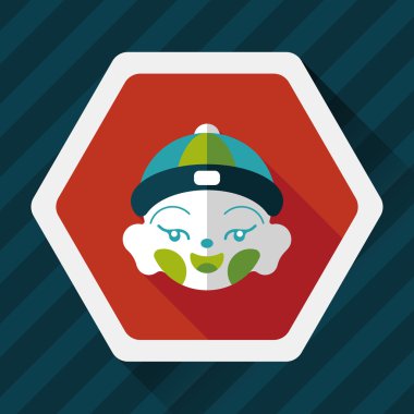 Çin yeni yılı çocuk düz simgesi ile uzun gölge, eps10