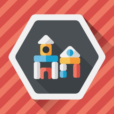 uzun gölge ile tuğla ev düz simgesi