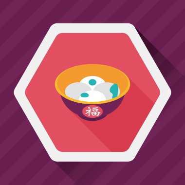 Çin yeni yılı tangyuan düz simgesi ile uzun gölge, eps10