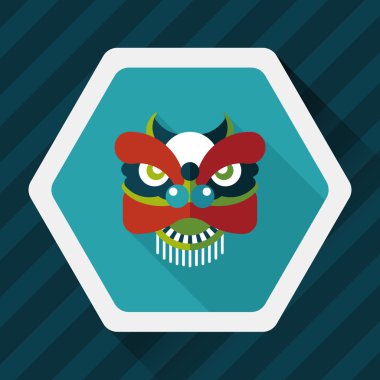 Çin yeni yılı düz simgesi ile uzun gölge, eps10, dragon ve