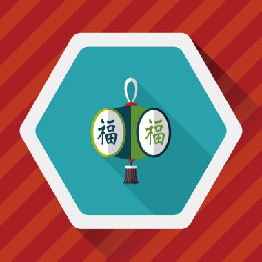 Çin yeni yılı uzun gölge, eps10, Çinli şenlik ile düz simgesi