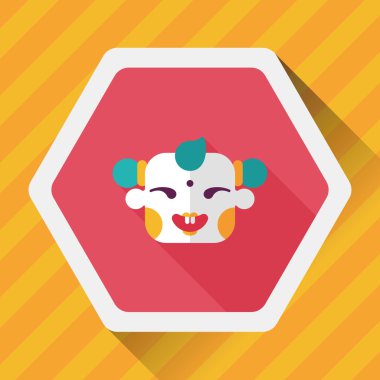 Çin yeni yılı uzun gölge, eps10, Maitreya bez bebek ile düz simgesi