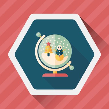 Snow globe ve hediyeler uzun gölge, eps 10 düz simgesi