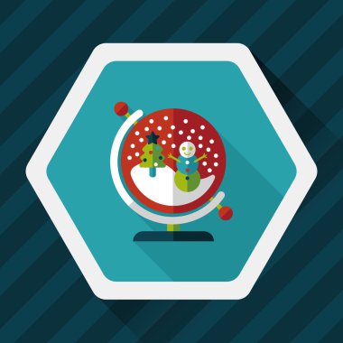 Snow globe ve hediyeler uzun gölge, eps 10 düz simgesi