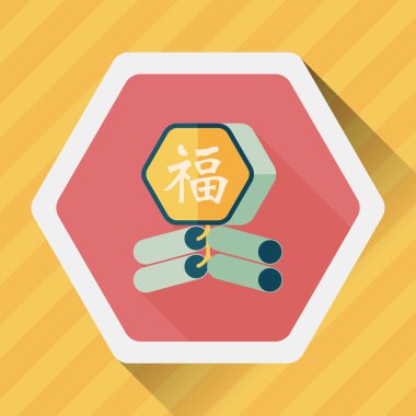 Çin yeni yılı düz simgesi, Çin festival cou eps10, word fu