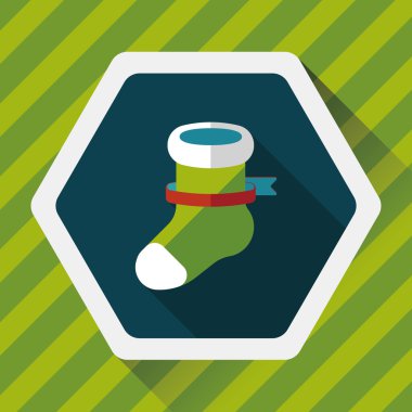 calcetín de Navidad icono plana con sombra, eps10