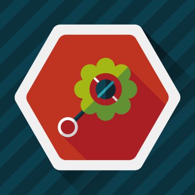 Bebek çıngırağı düz simgesi ile uzun gölge, eps10